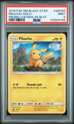 2019 POKEMON SM BLACK STAR PROMO #SM183 PIKACHU-HOLO PSA 9 - Image 1