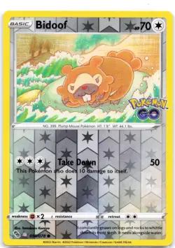 Bidoof (Peelable Ditto) 059/078 Pokemon GO Reverse Holo - Image 1