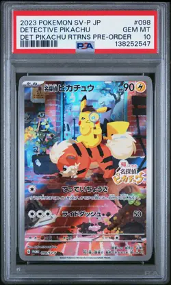 2023 POKEMON JPN SV-P PROMO #098 DETECTIVE PIKACHU PSA 10 - Image 1