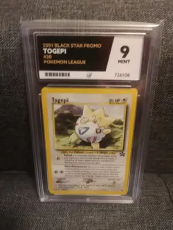 2001 Black Star Promo Togepi #30 Pokemon Wizard of Coast Grade Mint 9 Pokemon - Image 1