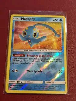 Pokemon Sun Moon Shining Legends Manaphy 25/73 Rare Reverse Holo TCG Card - Image 1