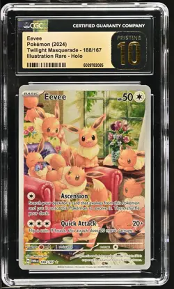 CGC 10 Pokemon TCG 2024 Twilight Masquerade #188/167 Eevee PRISTINE - Image 1