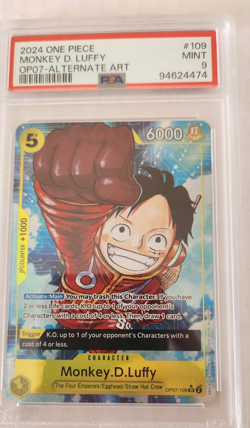 Monkey D Luffy 2024 One Piece OP07-109 Alternate Art PSA 9 - Image 1