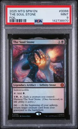 2025 MTG MARVEL'S SPIDER-MAN FOIL #0066 THE SOUL STONE PSA 9 - Image 1