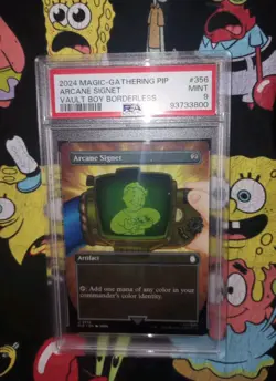 MTG Arcane Signet Vault Boy Borderless Universes Beyond: Fallout PSA 9 Mint - Image 1