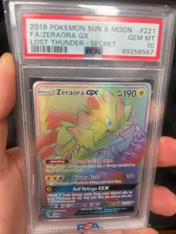 2018 POKEMON SUN & MOON LOST THUNDER SECRET #221 FULL ART/ZERAORA GX PSA 10 - Image 1