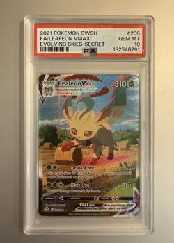 2021 Pokemon Leafeon VMAX ALT ART 205/203 Evolving Skies Holo PSA 10 Gem Mint - Image 1