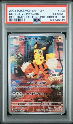 2023 POKEMON JPN SV-P PROMO #098 DETECTIVE PIKACHU PSA 10 - Image 1
