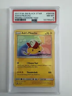 2017 Pokemon Sun & Moon Black Star Promo #SM108, featuring Ash's Pikachu - Image 1