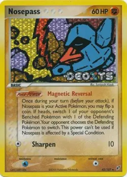 Damaged Nosepass - 42/107 - Uncommon - Reverse Holo Pokemon Deoxys - Image 1