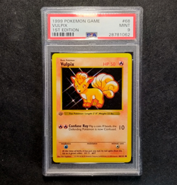 Pokemon VULPIX 68/102 1st Edition Shadowless ERROR 3D Stamp Base set PSA 9 MINT - Image 1