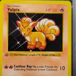 Pokemon VULPIX 68/102 1st Edition Shadowless ERROR 3D Stamp Base set PSA 9 MINT - Image 2