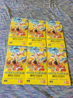 Lot of 6 One Piece Adventure on Kami's Island Booster Packs - Image 1