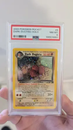 Pokemon Dark Dugtrio Holo Card With A Swirl 6/82 Team Rocket 1999-2000 PSA 8 - Image 1