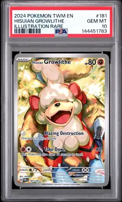 Pokemon Twilight Masquerade Hisuian Growlithe Illustration Rare 181/167 PSA 10 - Image 1