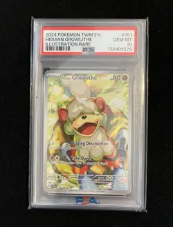 Hisuian Growlithe 181/167 Pokemon Twilight Masquerade Illustration Rare PSA 10 - Image 1