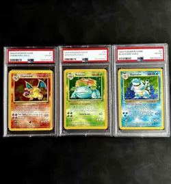 Pokemon TCG Base Set – Starter Trio – Charizard, Blastoise & Venusaur – PSA 4 - Image 1