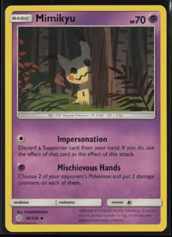 Mimikyu 96/236 Pokemon Cosmic Eclipse Uncommon Lightly Played - Image 1