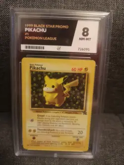 1999 Promo Black Star Promo Card Ace Grade 8 Pikachu Card #1 Pokemon League - Image 2