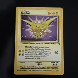 Zapdos Holo Rare Fossil 15/62 Pokemon Card - WOTC 1999 MP - Image 1