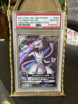 2019 POKEMON JPN SM PROMO MEWTWO HR COMPETITION #363 FULL ART/MEWTWO GX PSA 10 - Image 1
