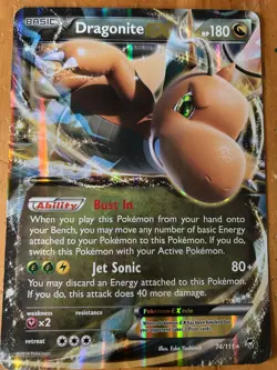 2014 Pokemon XY Furious Fists Dragonite Jumbo Promos EX Holo Rare #74/111 - Image 1