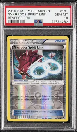 2016 POKEMON XY BREAKPOINT #101 GYARADOS SPIRIT LINK-REVERSE FOIL PSA 10 - Image 1