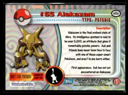 #65 Alakazam Pokemon 1999 Topps TV Blue Logo - Image 2