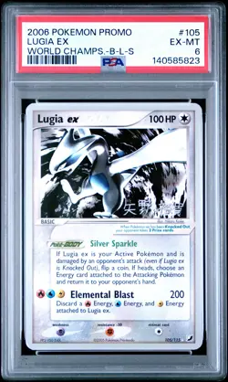 2006 POKEMON WORLD CHAMPIONSHIPS PROMO B-L-S #105 LUGIA EX PSA 6 - Image 1