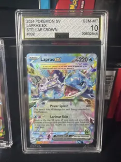 Pokemon SV Stellar Crown Lapras EX 032/142 AGS Gem-MT 10 Holo Ultra Rare 2024 - Image 1