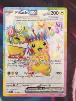Pokemon TCG Pikachu EX 219/191 - Ultra Rare - Surging Sparks - NM - Image 1