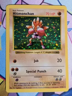 Hitmonchan - 7/102 - Pokemon Base Set Shadowless Holo Rare Card WOTC LP - Image 1