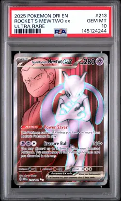 2025 POKEMON DRI EN-DESTINED RIVALS ULTRA RARE TEAM ROCKET'S MEWTWO EX PSA 10 - Image 1