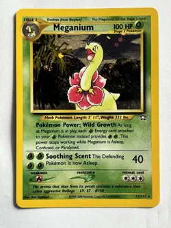 Meganium 11/111 Holo Rare Neo Genesis Lightly Played Pokemon Card - Image 1