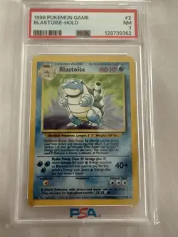1999 Pokemon Blastoise Holo 002/102 Base Set Unlimited Holo PSA 7 - Image 1