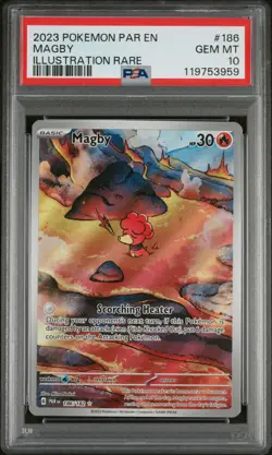 2023 POKEMON PAR EN-PARADOX RIFT ILLUSTRATION RARE #186 MAGBY PSA 10 - Image 1