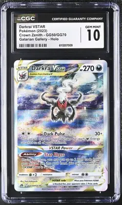 CGC 10 Darkrai Vstar GG50/GG70 Pokemon Crown Zenith Galarian Gallery - Image 1