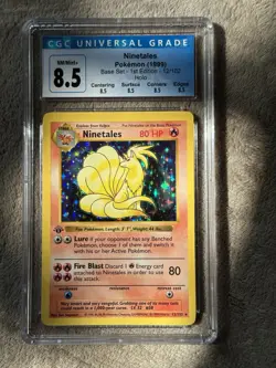Pokemon 1999 Ninetales Base Set Shadowless 1st Edition 12/102 CGC 8.5 NM/Mint - Image 1