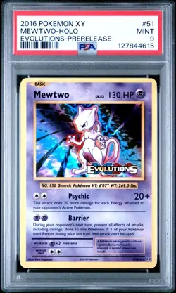 Pokemon Mewtwo XY Evolutions Prerelease Holo Promo #51 PSA 9 Mint - Image 1