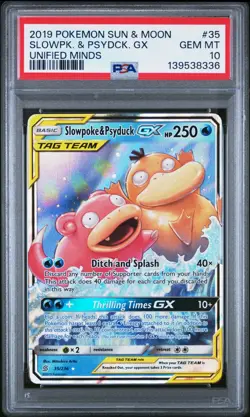 POKEMON SLOWPOKE & PSYDUCK GX Unified Minds 35/236 PSA 10 GEM MINT - Image 1