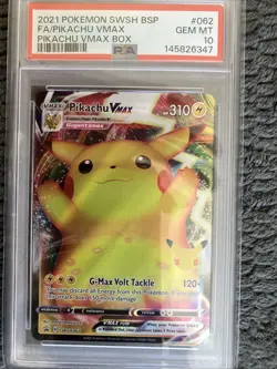 2021 Pokemon SWSH BSP Pikachu VMAX Box #062 FA Pikachu VMAX PSA 10 - Image 1