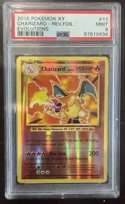 2016 Pokemon XY Charizard 11/108 Evolutions Reverse Holo PSA 9 - Image 1