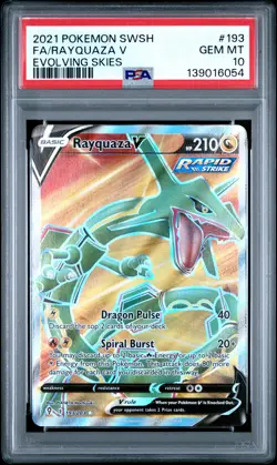 2021 POKEMON SWORD & SHIELD EVOLVING SKIES #193 FULL ART/RAYQUAZA V PSA 10 - Image 1