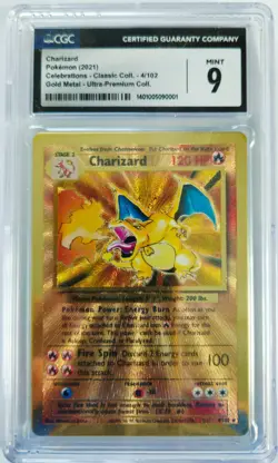 Charizard #4/102 Pokemon Celebrations Gold Metal Ultra Premium Collection CGC 9 - Image 1