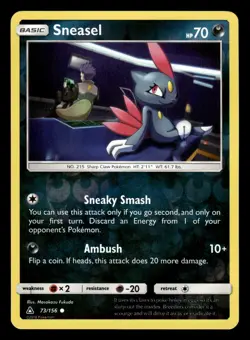 Sneasel 73/156 Reverse Holo S&M Ultra Prism Pokemon Card - Image 1