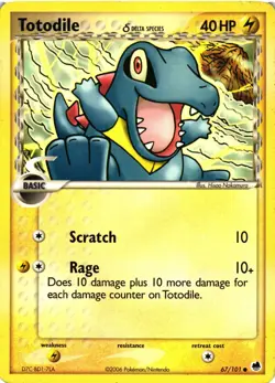 Pokemon TCG Totodile (Delta Species) Common Dragon Frontiers 67/101 HP - Image 1