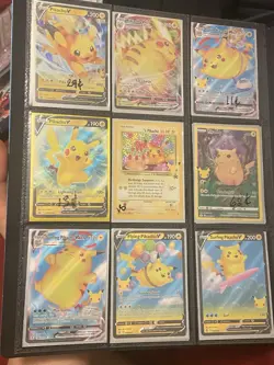 Pokemon TCG Pikachu Card Lot Of 9 Ex,Vmax Celebrations, Birthday Pikachu - Image 1