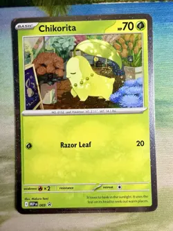 Chikorita MEP 069 - NM Pokemon Mega Evolution Perfect Order Holo Promo w/ swirl - Image 1