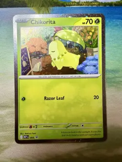 Chikorita MEP 069 - NM Pokemon Mega Evolution Perfect Order Holo Promo w/ swirl - Image 3