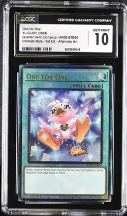 One For One *CGC 10* RA03-EN056 *POP 1* ALT ART *2025* Ultimate Rare * Yugioh - Image 1